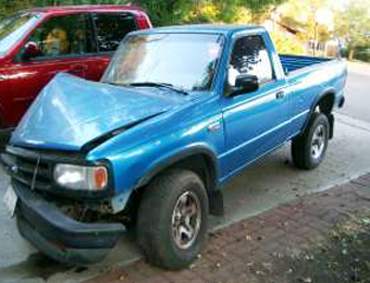 Mazada Truck Hits Tree Sacramento, California