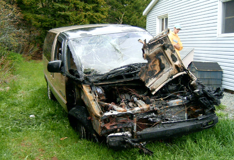 Van Fire Crash