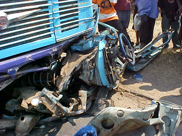 Truck Destroys Car