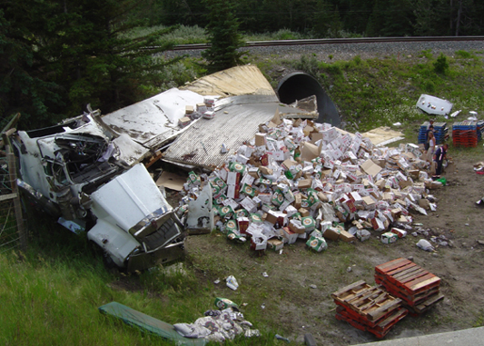 Truck Jack knifed Accident