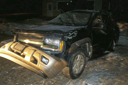 Chevy Wrecked- Crash into Rock Wall