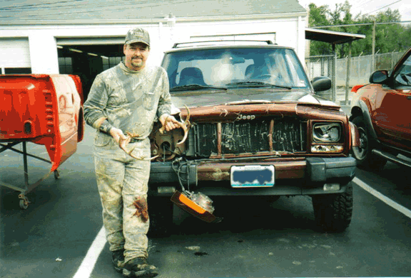 Jeep Crashed into Buck Deer