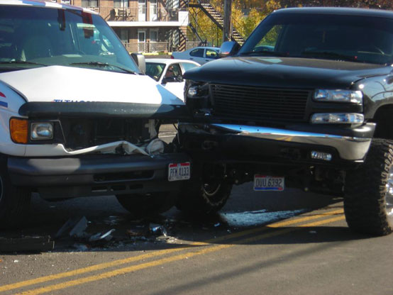 Chevy truck crashed