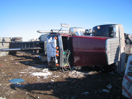 Dump truck rolled