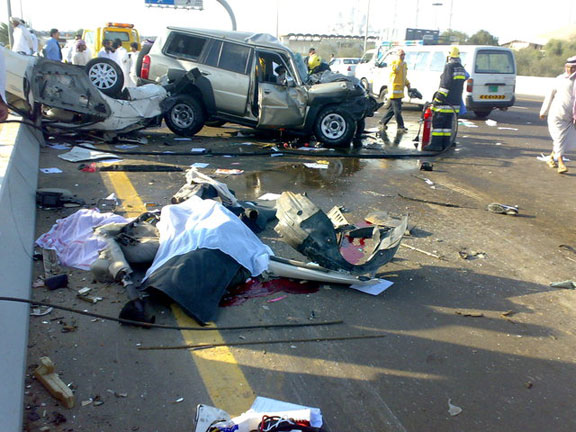 Download this Fatal Car Accident Location Musaffah Bridge Abu Dhabi United Arab picture