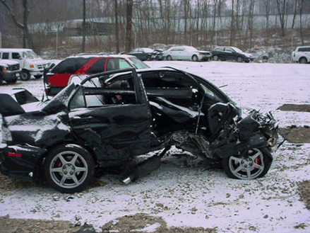 Mitsubishi Lancer Destroyed