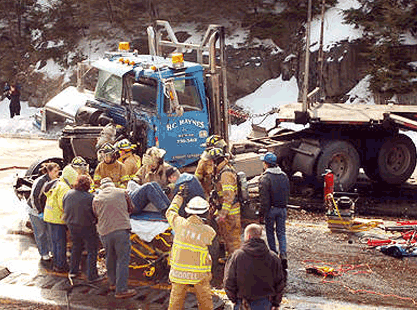 Two Tractor-Trailors Collide Maine