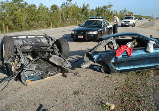 Mustang torn in half crash