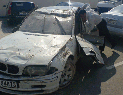 Bad BMW Rain Crash Abu Dhabi, United Arab Emirates