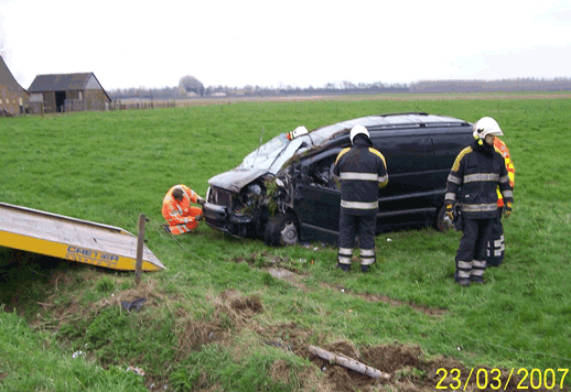 Man vanm truck crashed