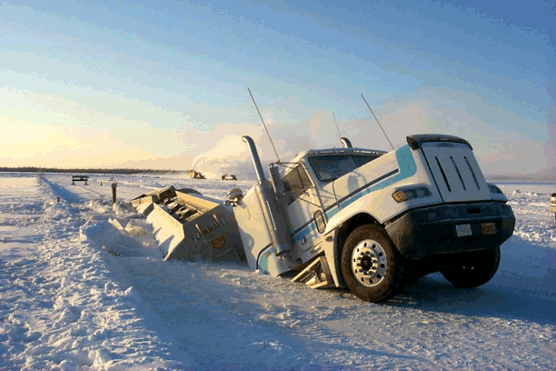 Ice Trucker Crash: fell Through Ice