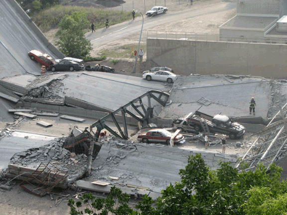 Bridge crashes into river