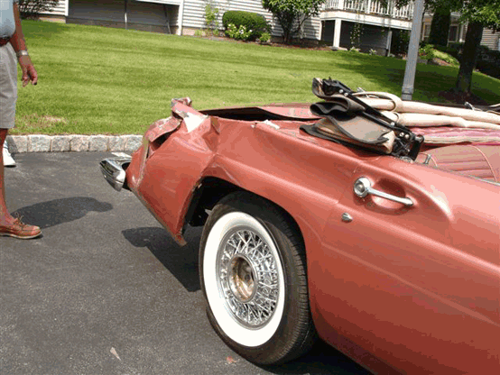 Classic car wrecked 57 Tbird