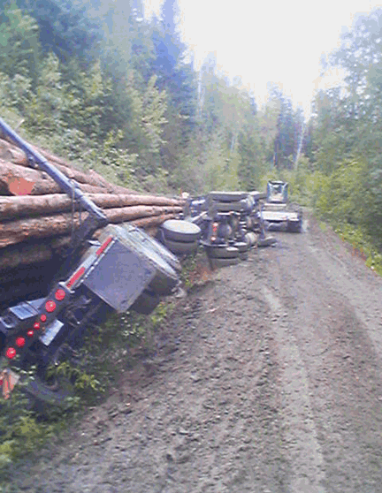 Logging truck rollover pictures