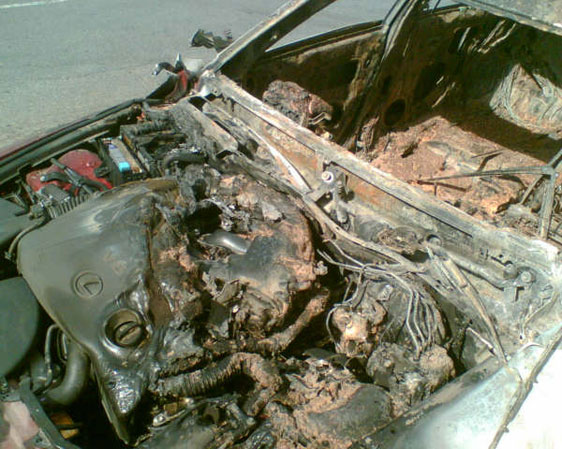 Lexus crashed fire