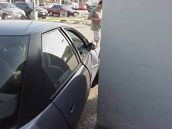 pole cement wreck car