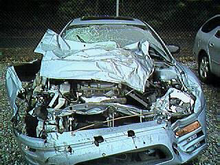 Mitsubishi Ice Blue wrecked