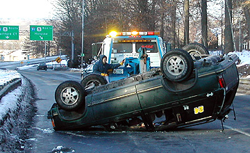 Upside down truck wreck