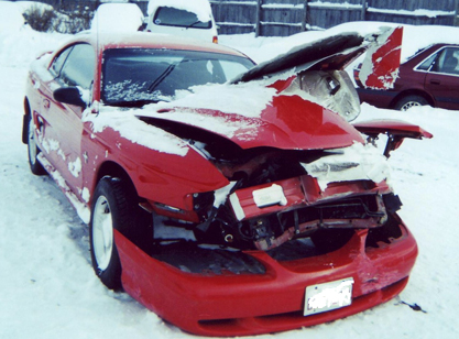 Mustang Snow Accident