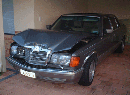 Wrecked Mercedes 500 SEL