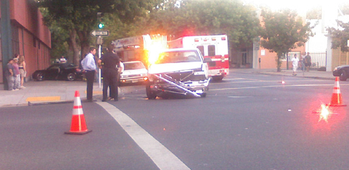 Chevy Silverado Crashes into Toyota